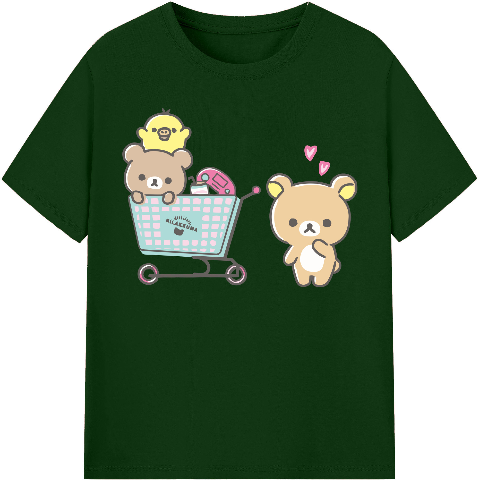 （画像用） リラックマ リラックマ キイロイトリ Rilakkuma Korilakkuma Kiiroitori 綿100％半袖Tシャツ（フロントプリント）